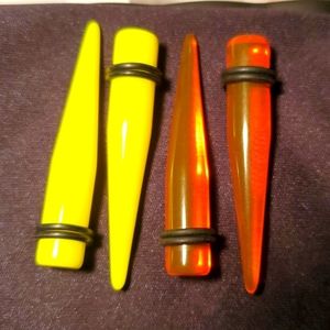 Yellow, orange translucent Tapers 2 pair ear plugs body piercing jewelry 00 …